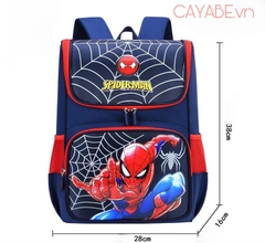 Ba lô chống gù trẻ em CAYABE người nhện Spiderman xanh đen (size 38 cm)