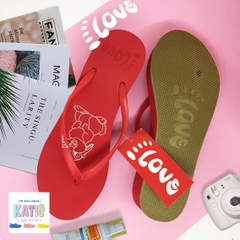 Dép kẹp nữ Feetlove 5 cm đỏ hình con thỏ