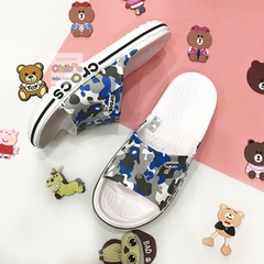 Dép cá sấu Crocs Baya quai ngang trắng CAMO xanh dương