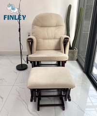 Ghế lắc thư giãn cho mẹ bầu và người lớn FINLEY 3 chức năng cực êm có chỉnh độ ngả lưng, có khóa GL003 - Khung trắng nệm xám (58B)