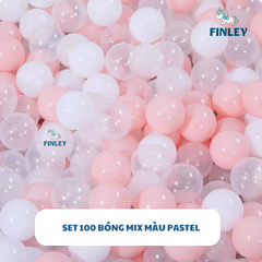 Set 100 bóng nhựa FINLEY cao cấp màu hồng - trắng - trong FL-0058 (Size 5,5cm)