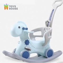 Ngựa bập bênh đa năng kiêm xe chòi chân và xe đẩy CAYABE Toys House màu xanh dương
