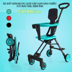 Xe đẩy em bé du lịch gấp gọn đảo chiều Kinlee (bản nâng cấp có mái che và đệm ngồi êm ái) màu đen - xanh lá - đỏ