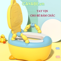 Bô vệ sinh cho bé vịt con CAYABE có tay vịn an toàn và đệm ngồi êm ái màu vàng / hồng