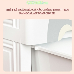 Tủ nhựa cho bé 5 tầng CAYABE (Size lớn 70cm) gấu xám nghe nhạc treo quần áo, đựng đồ chơi, đồ dùng cho gia đình