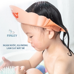 Mũ gội đầu, mũ tắm cho bé FINLEY hình cá voi điều chỉnh được vòng đầu, chống nước chảy làm cay mắt bé màu xanh - cam