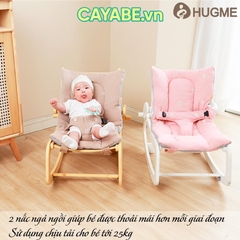 Ghế bập bênh gỗ HUGME thỏ hồng Cony Hàn Quốc cho bé thư giãn, ru bé dễ ngủ