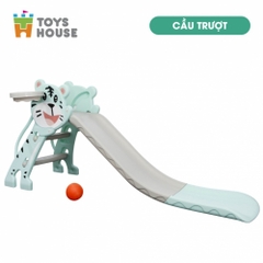 Cầu trượt kèm khung bóng rổ hình Hổ cho bé màu xanh bạc hà Toys House WM19024-M