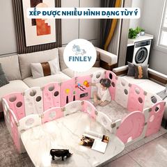 Quây cũi nhựa cho bé FINLEY chú voi con Dumbo đáng yêu (tặng thảm, 100 bóng, giỏ đựng bóng) màu hồng (Size M và L) - FL-0037