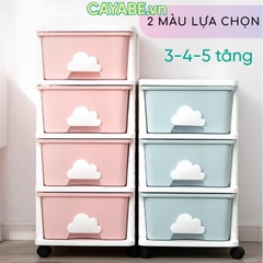 Tủ nhựa ngăn kéo 3-4-5 tầng tay nắm MÂY Hàn Quốc đựng quần áo, bỉm sữa, đồ dùng cho mẹ và bé màu xanh