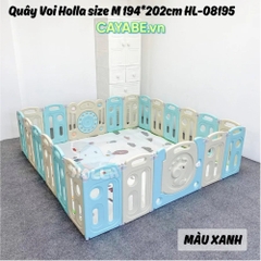 Quây cũi nhựa cho bé CAYABE Holla hình chú voi con đáng yêu màu xanh (size S và M)