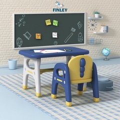 Bộ bàn ghế nhựa cho bé mầm non FINLEY hình khủng long Dino cho bé ngồi học, vẽ, ăn và chơi màu cam - vàng - FL-0041