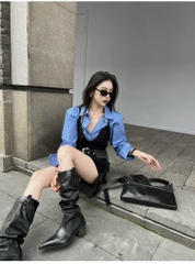 KNEE BOOTS DA DÁNG CAO BỒI PHONG CÁCH ANH MŨI NHỌN THỜI THƯỢNG B4.KNE