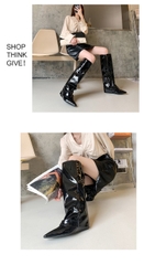 FANTACY BOOTS  GIẢ QUẦN DA BÓNG MŨI NHỌN THỜI TRANG  PHONG CÁCH CHÂU ÂU B1.FAN
