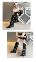 FANTACY BOOTS  GIẢ QUẦN DA BÓNG MŨI NHỌN THỜI TRANG  PHONG CÁCH CHÂU ÂU B1.FAN