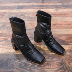 HIGHHEEL BOOTS MŨI VUÔNG ĐẾ TRỤ BASIC SIÊU CHẤT B1.HIE