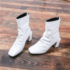 HIGHHEEL BOOTS MŨI VUÔNG ĐẾ TRỤ BASIC SIÊU CHẤT B1.HIE