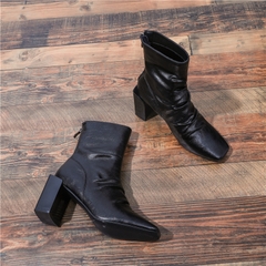HIGHHEEL BOOTS MŨI VUÔNG ĐẾ TRỤ BASIC SIÊU CHẤT B1.HIE