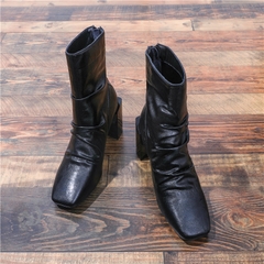 HIGHHEEL BOOTS MŨI VUÔNG ĐẾ TRỤ BASIC SIÊU CHẤT B1.HIE