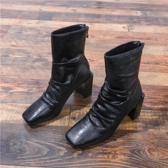 HIGHHEEL BOOTS MŨI VUÔNG ĐẾ TRỤ BASIC SIÊU CHẤT B1.HIE