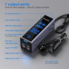 Bộ tẩu sạc đổi nguồn 12V/24V sang 220V cho ô tô công suất 200W