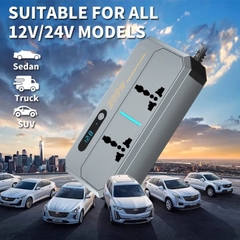 Bộ tẩu sạc đổi nguồn 12V/24V sang 220V AEMEKU cho ô tô công suất 200W