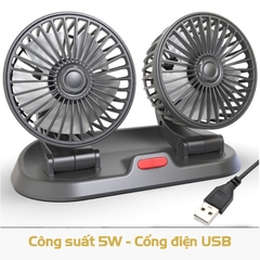 Quạt đôi gắn Xe Ô Tô A-7037 Công Suất 5W Xoay 360 Độ