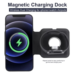 Bộ Sạc Magsafe Dual HOCE 2 in 1 Cho Điện Thoại iPhone 12, 12 Pro Max, Apple Watch chuẩn Không Dây Qi 15W