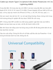 Cáp Anker Powerline +II C to Lightning A8652 0.9m