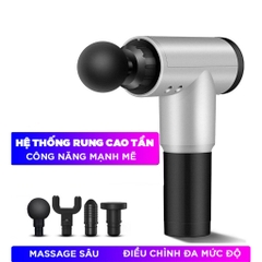 Súng Massage Fascial Gun - 4 Đầu 6 Chế Độ Fascial Giảm Cơ Căng Cơ Trị Nhức Mỏi Vai Gáy