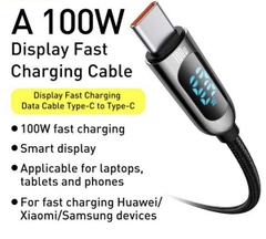 Cáp sạc siêu nhanh 100W có màn hình LED Baseus Display Fast Charging Data Cable Type-C to Type-C