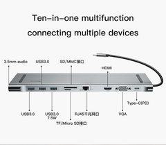 Hub chuyển đa năng 10 in 1 Baseus Enjoyment Series Type C dành cho Smartphone/ Laptop/ Macbook