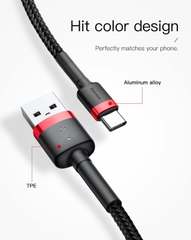 Cáp sạc nhanh, truyền dữ liệu tốc độ cao Baseus Cafule Type C ( 3A, Sạc nhanh Quick charge 3.0, Siêu bền)