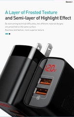 Củ sạc nhanh 2 USB PD3.0/QC 3.0 Baseus Mirror Lake PPS Digital Display Quick Charger 18W