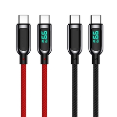 Cáp sạc nhanh 2 đầu Type-C 100w KAKU 599 có LCD dài 1.2m (Type C ra Type C) chính hãng