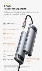 Hub chuyển đa năng 8 in 1 Baseus Metal Gleam Series Multifunctional Docking Station