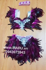 maru, set đồ lông vũ dài, trang phục nữ ,trang phục lễ hội nữ, carnival lông vũ nữ