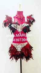 maru, set đồ lông vũ dài, trang phục nữ ,trang phục lễ hội nữ, carnival lông vũ nữ