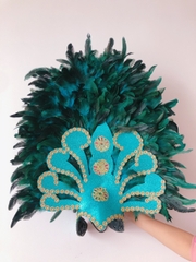 Mũ Carnaval lông vũ màu xanh hoạ tiết sóng biển