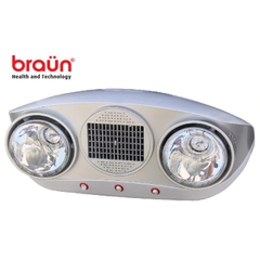 Đèn sưởi nhà tắm Braun 2 bóng có quạt sưởi