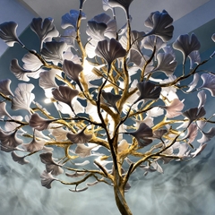 Đèn cây đứng decor hiện đại Luxury hình lá Bạch quả