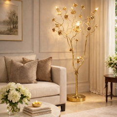 Đèn cây đứng hoa hồng tân cổ điển Pháp