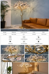 Đèn cây đứng decor hiện đại Luxury hình lá Bạch quả