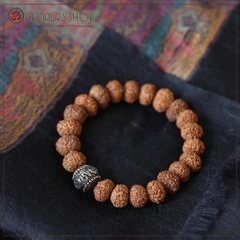 MALA BỒ ĐỀ KIM CANG KẾT CHARM GỖ BỌC BẠC CHỮ OM