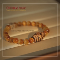 MALA MẮT HỔ VÀNG MIX PUMTEK, CHARM OM VUÔNG