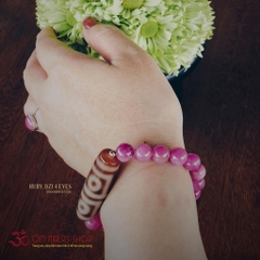 HANDMALA RUBY ĐỎ MIX DZI 4 MẮT THÂN NGỌC NÂU