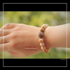 HAND MALA SAN HÔ HOÁ THẠCH HÌNH TRỐNG KẾT CHARM PHÁP LAM