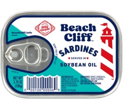 Cá trích ngâm dầu hiệu Beach Cliff Sardines Soybean Oil - Hộp 106g