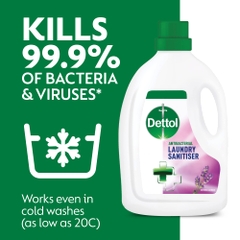 Nước xả vải Dettol diệt khuẩn và Virus đến 99.9% Anti Bacterial Laundry Sanitiser hương Lavender 1.5 lít