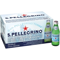 Thùng 24 chai nước khoáng thiên nhiên có gas hiệu San pellegrino - Chai thủy tinh 250 ml